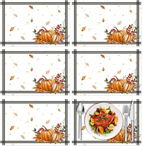 6pcs fall plastic placemats - plastic, 11