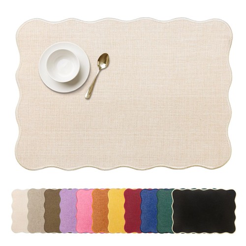 Beige faux linen - faux, placemats