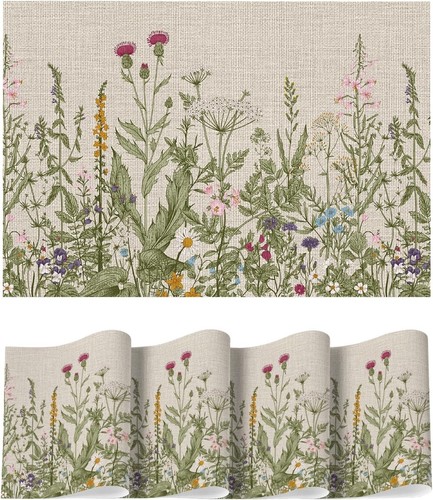 Wildflower vinyl placemats set - wildflower,