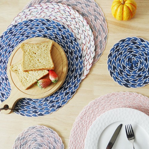 Pack round braided placemats - round,